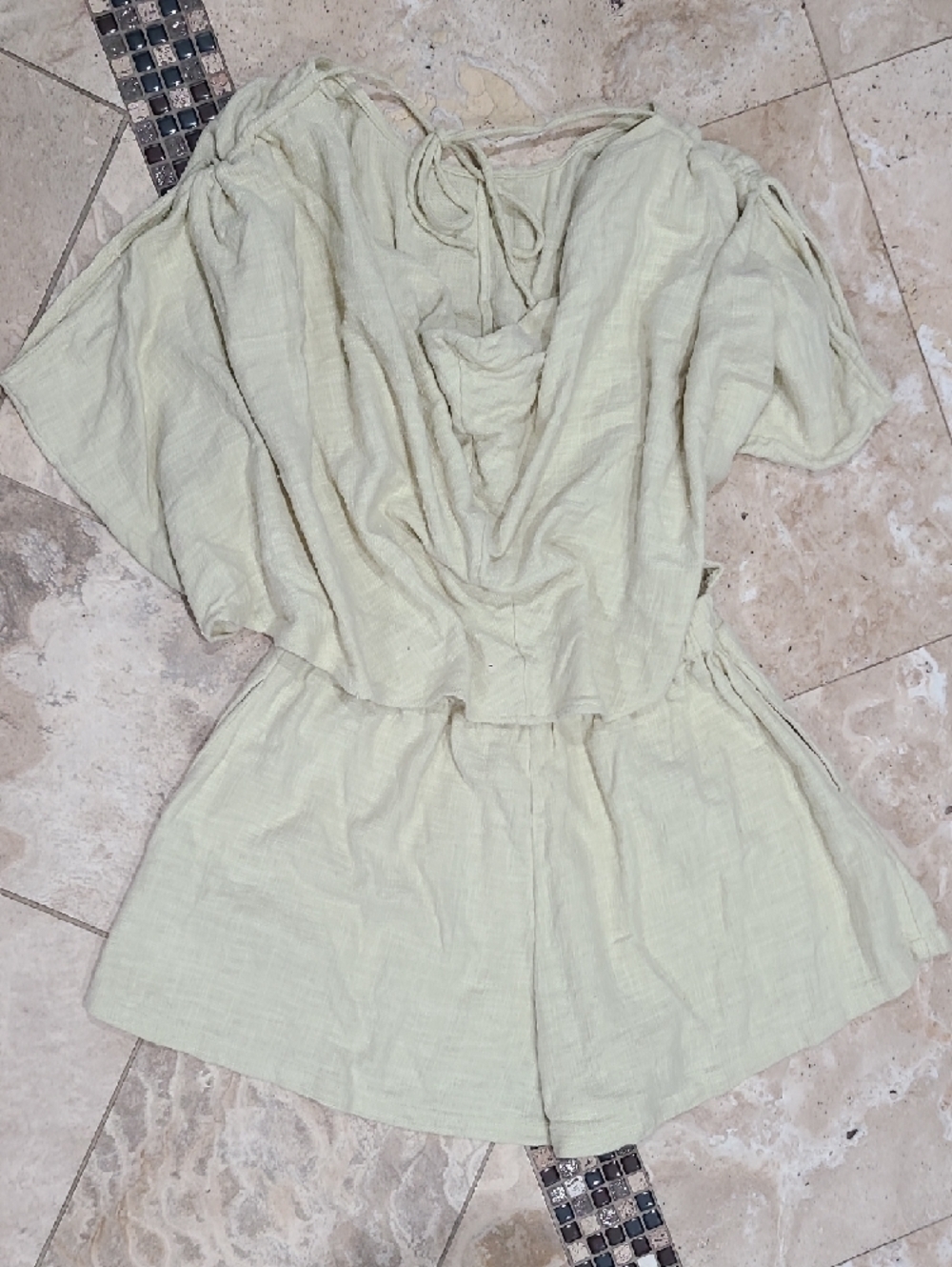 Free People Sage Green  Romper with Elastic Waist - Picture 6 of 8
